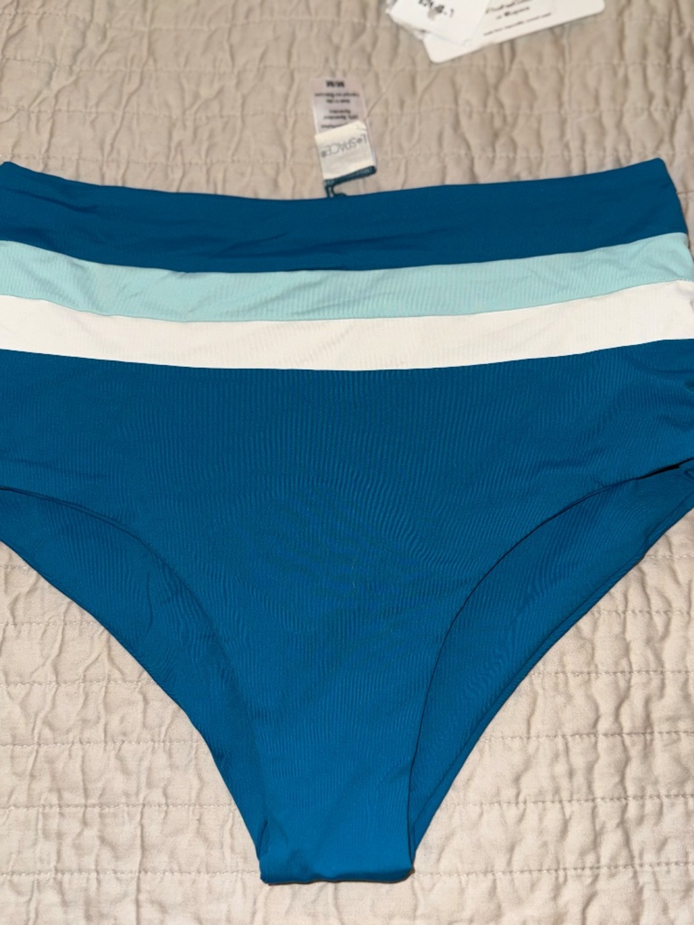 L*Space Medium M Portia stripe high waisted bikini swimsuit bottoms mediterranea - Picture 4 of 7